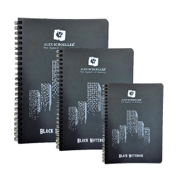 Alex Schoeller - Alex Schoeller Black Notebook Siyah Defter Spiralli 120g 60 Yaprak