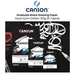 Canson - Canson Graduate Black Drawing Paper Siyah Çizim Defteri 120g 20 Yaprak