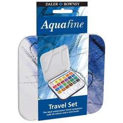 Daler Rowney - Daler Rowney Aquafine Sulu Boya Travel Set Yarım Tablet 24lü