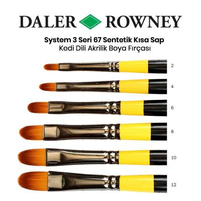 Daler Rowney System 3 Seri 67 Sentetik Kısa Sap Kedi Dili Fırçası