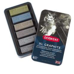 Derwent - Derwent XL Graphite XL Grafit Blokları 6lı Teneke Kutu