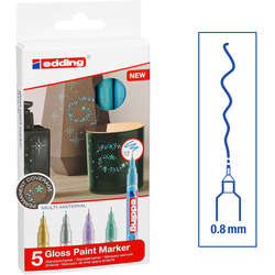 Edding - Edding 780 Gloss Paint Marker Metalik Renkler 0.8mm 5li Set