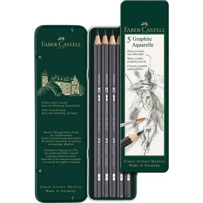 Faber Castel Graphite Aquarelle Kurşun Kalem 5li Metal Kutu