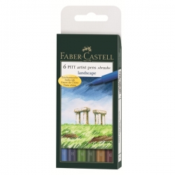 Faber Castell - Faber Castell 6 Pitt Artist Pen Fırça Uçlu Çizim Kalemi Landscape