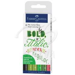 Faber Castell - Faber Castell Pitt Artist Pen Kaligrafi Setleri 6lı Green Set