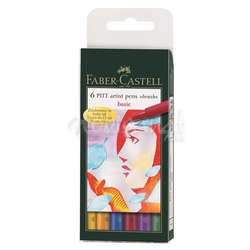 Faber Castell - Faber Castell 6 Pitt Artist Pen Fırça Uçlu Kalem Basic Tones
