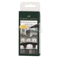 Faber Castell - Faber Castell 6 Pitt Artist Pen Fırça Uçlu Kalem Grey Tones