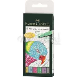 Faber Castell - Faber Castell 6 Pitt Artist Pen Fırça Uçlu Kalem Pastel Tones