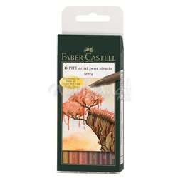 Faber Castell - Faber Castell 6 Pitt Artist Pen Fırça Uçlu Kalem Terra Tones