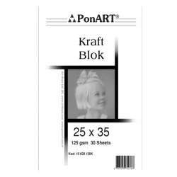Ponart - Ponart Kraft Blok Resim Defteri 125g 30 Yaprak 25x35 10 628 126