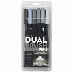 Tombow - Tombow Dual Brush Pen Grayscale Palette 6lı Set 56166