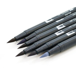Tombow - Tombow Dual Brush Pen Grayscale Palette 6lı Set 56166 (1)