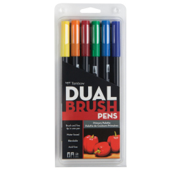 Tombow - Tombow Dual Brush Pen Primary Palette 6lı Set 56162