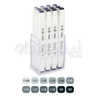 Touch Twin Brush Marker Kalem 12li Set Soğuk Griler