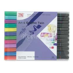 Zig - Zig Art & Graphic Twin Brush Pen Çift Uçlu Kalem 12li Set Bright
