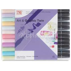 Zig - Zig Art & Graphic Twin Brush Pen Çift Uçlu Kalem 12li Set Pastel