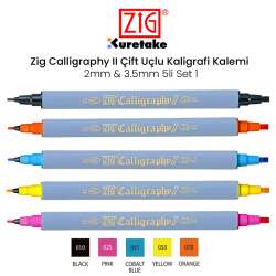 Zig - Zig Calligraphy II Çift Uçlu Kaligrafi Kalemi 2mm & 3.5mm 5li Set 1 (1)